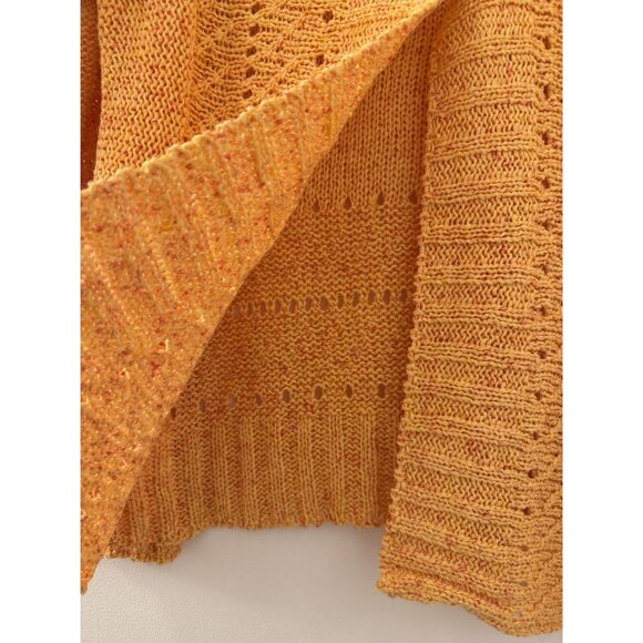 Skovhuus Women's Orange Cable Knit Long Cardigan Sweater Size Medium Bohemian - Picture 3 of 7